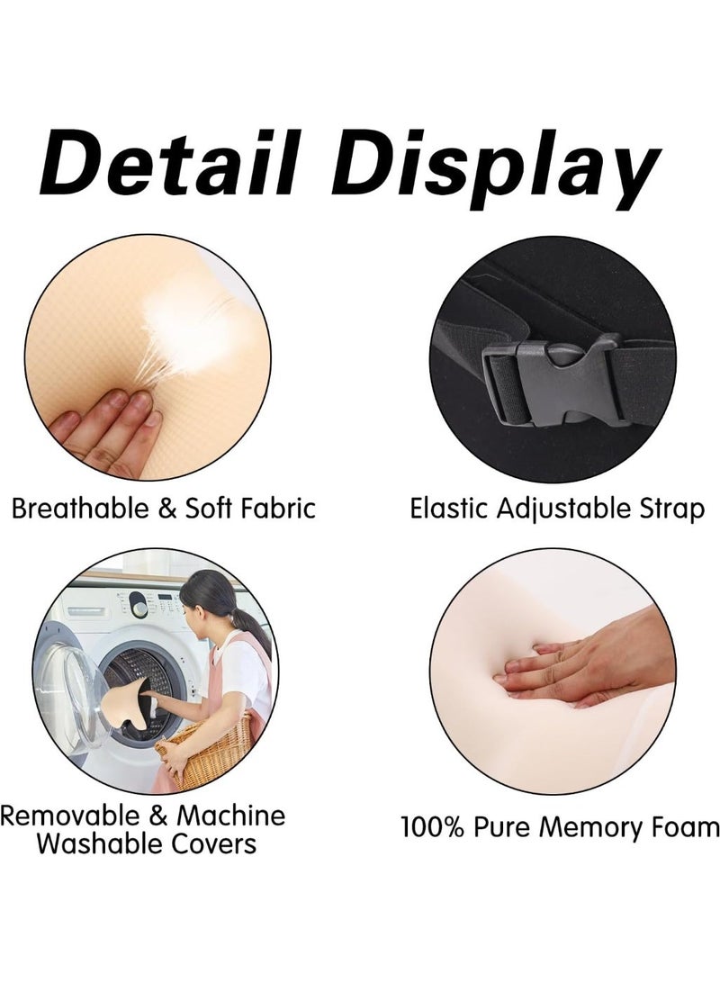 Make Relaxing Car Headrest Pillow, Car Pillow Driving with Adjustable Strap, Breathable Removable Cover & Ergonomic Design Softness Travel Car Neck Support Pillow(Beige, 1P) (P152-Beige) - Image 3